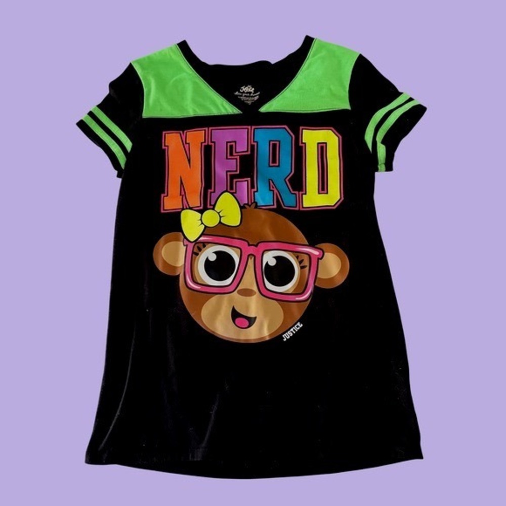 Y2K Justice Neon Nerd Monkey Scene Baby Tee #18